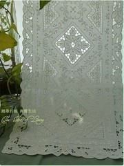 Vintage Handmade Drawnwork and Embroidery White Table Runner