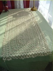 Vintage Handmade bobbin lace Ecru table runner